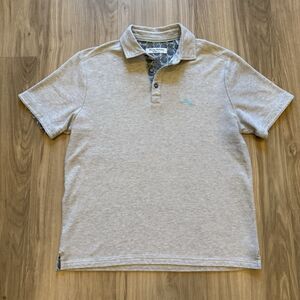 Tommy Bahama Gray Flip Cuff Polo Shirt Men's S Island Zone Short Sleeve EUC Read